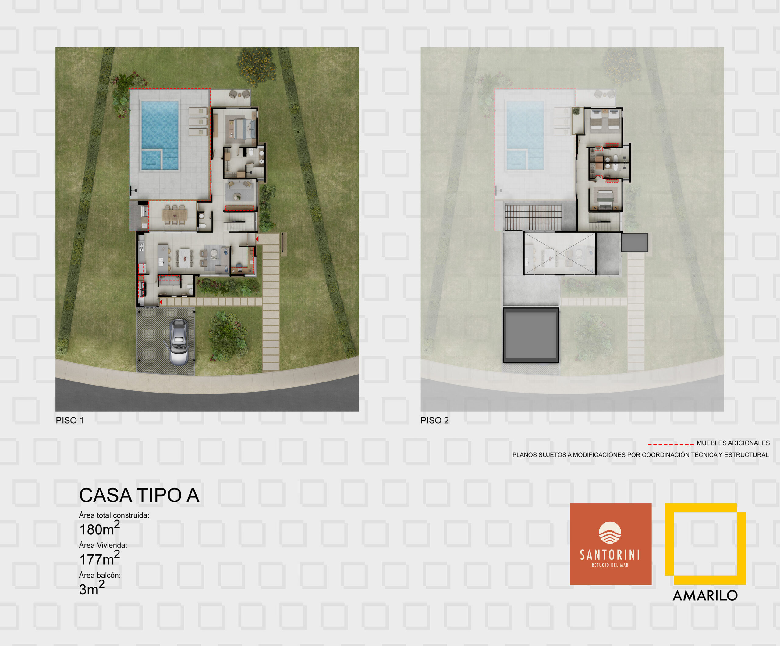Plano arquitectónico Casa Tipo A Santorini