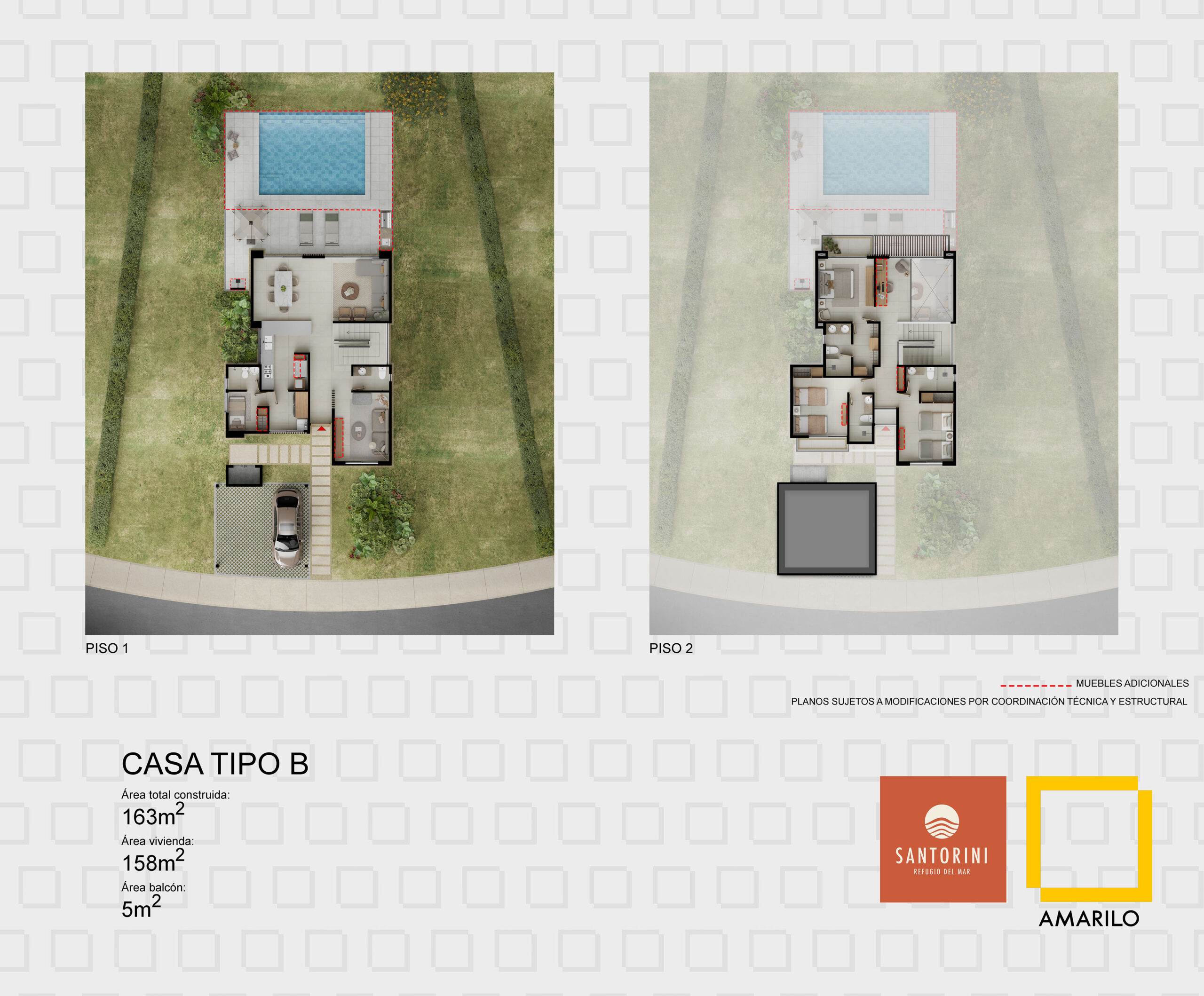 Plano arquitectónico Casa Tipo B Santorini